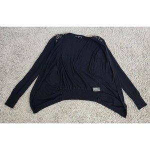 Papaya Women Size Medium Black Spike Cardigan Sweater Vintage Silver Punk Rock M